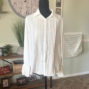 Commense White Pleated Women's Sweater